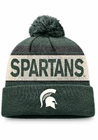 Top of the World Michigan State Spartans Green Primary Cream Stripe Cuff Pom Mens Knit Hat