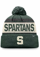 Top of the World Michigan State Spartans Green Primary Cream Stripe Cuff Pom Mens Knit Hat