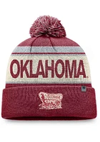 Top of the World Oklahoma Sooners Crimson Primary Cream Stripe Cuff Pom Mens Knit Hat