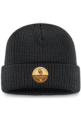 Top of the World Oklahoma Sooners Black U Root Patch Cuff Classic Mens Knit Hat