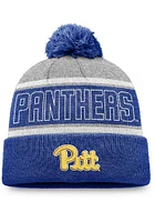 Top of the World Pitt Panthers Grey Primary Stripe Crown Cuff Pom Mens Knit Hat