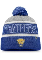 Top of the World Pitt Panthers Grey Primary Stripe Crown Cuff Pom Mens Knit Hat