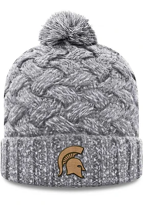 Top of the World Michigan State Spartans Grey Primary Patch Cuff Pom Style Womens Knit Hat