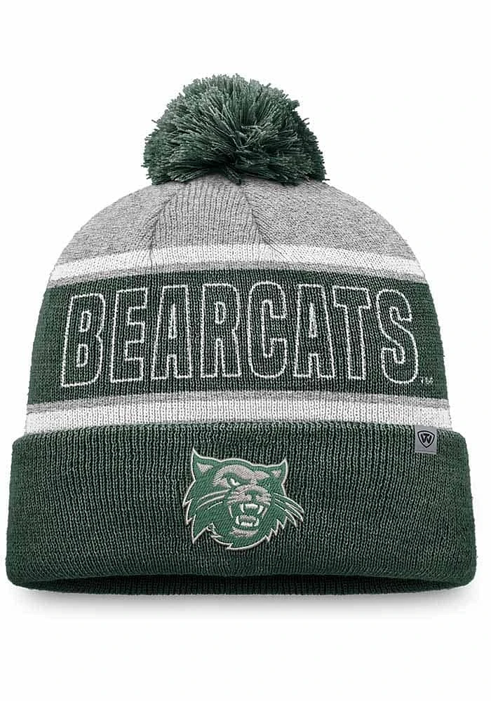 Top of the World Northwest Missouri State Bearcats Grey Primary Stripe Crown Cuff Pom Mens Knit Ha..