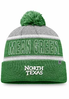 Top of the World North Texas Mean Green Grey Primary Stripe Crown Cuff Pom Mens Knit Hat