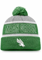 Top of the World North Texas Mean Green Grey Primary Stripe Crown Cuff Pom Mens Knit Hat