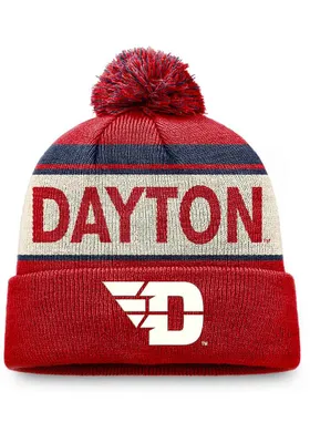 Top of the World Dayton Flyers Red Primary Cream Stripe Cuff Pom Mens Knit Hat