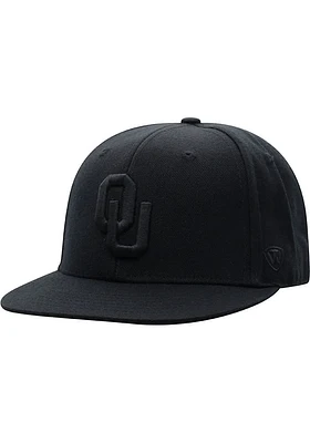 Top of the World Oklahoma Sooners Mens Black Out Flat Bill Fitted Hat
