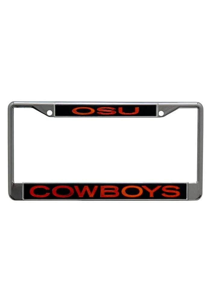Oklahoma State Cowboys silver Acrylic License Plate Frame - Orange
