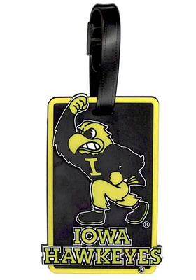 Iowa Hawkeyes Black Rubber Luggage Tag