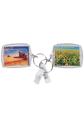 Kansas Sunflower and Wheat Keychain - Yellow