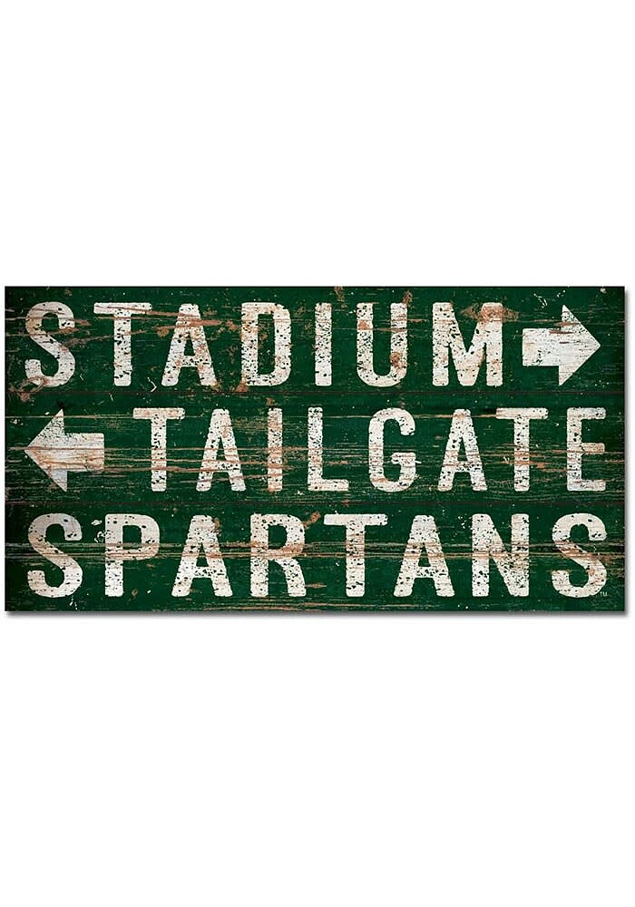 Michigan State Spartans Plank Sign Sign - Green