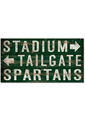 Michigan State Spartans Plank Sign Sign - Green