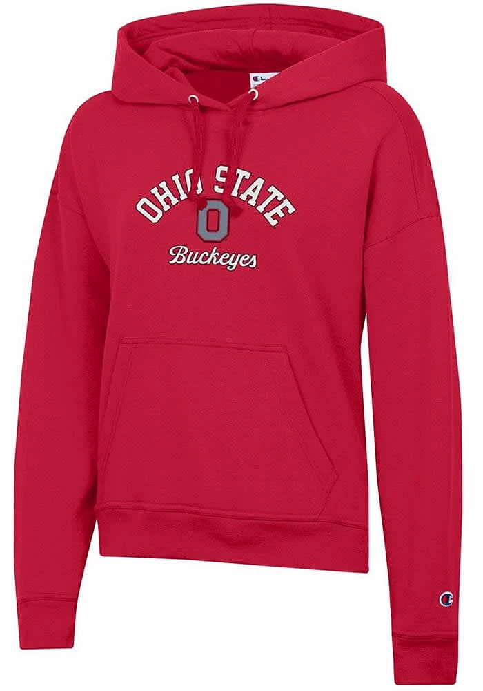 Champion Ohio State Buckeyes Womens Red Powerblend Hooded Sweatshirt