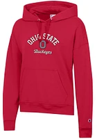 Champion Ohio State Buckeyes Womens Red Powerblend Hooded Sweatshirt