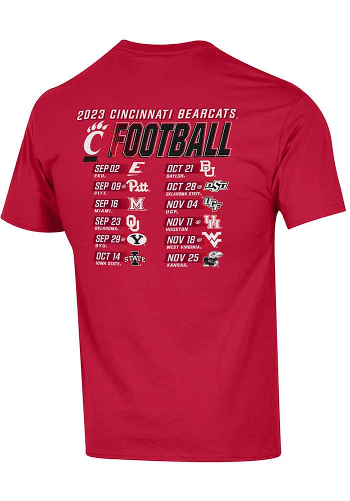 Champion Cincinnati Bearcats Red Football Schedule Short Sleeve T Shirt