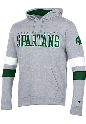 Champion Michigan State Spartans Mens Grey Blocked Sleeve Version Long Hoodie