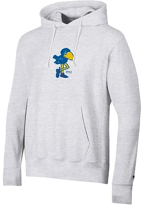 Champion Kansas Jayhawks Mens Grey Vintage Long Sleeve Hoodie