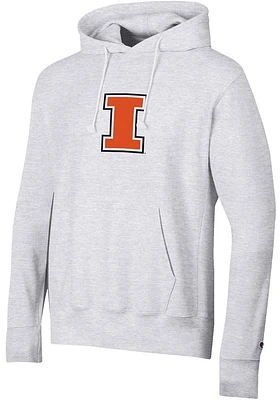 Champion Illinois Fighting Illini Mens Grey Vintage Long Sleeve Hoodie