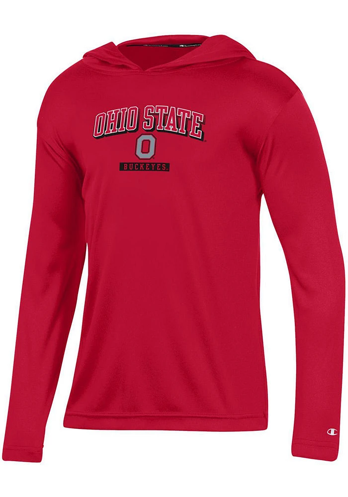 Champion Ohio State Buckeyes Youth Red Impact Lightweight Long Sleeve Hoodie