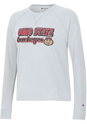 Champion Ohio State Buckeyes Womens White Raglan Crew Sweatshirt