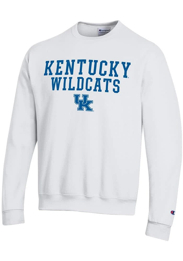 Champion Kentucky Wildcats Mens White Stacked Name Long Sleeve Crew Sweatshirt