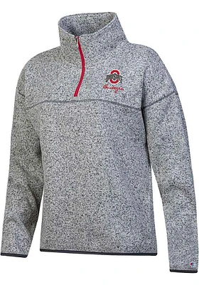 Champion Ohio State Buckeyes Womens Grey Arctic Design 1/4 Zip Pullover