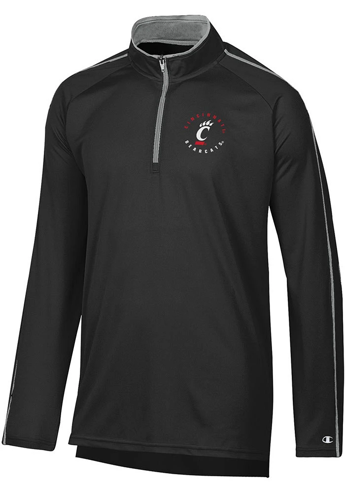 Champion Cincinnati Bearcats Mens Black Stadium Contrast Long Sleeve 1/4 Zip Pullover