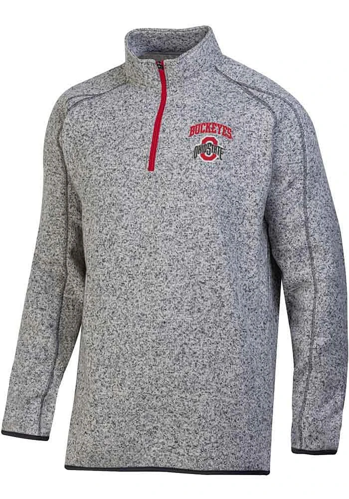 Champion Ohio State Buckeyes Mens Grey Stadium Artic Fleece Long Sleeve Qtr Zip Pullover