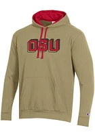 Champion Ohio State Buckeyes Mens Tan Stadium Fleece Long Sleeve Hoodie