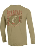 Champion Cincinnati Bearcats Tan Stadium Three Hits Long Sleeve T Shirt