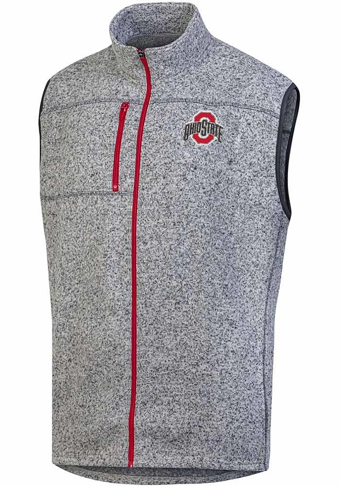 Champion Ohio State Buckeyes Mens Grey Stadium Artic Fleece Sleeveless Jacket