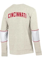 Champion Cincinnati Bearcats Mens Oatmeal Super Fan Colorblocked Primary Logo Long Sleeve Crew S..