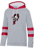 Champion Ohio State Buckeyes Mens Grey Super Fan Colorblocked Arch Name Long Sleeve Hoodie