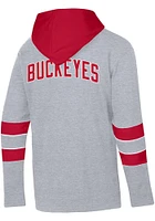 Champion Ohio State Buckeyes Mens Grey Super Fan Colorblocked Arch Name Long Sleeve Hoodie