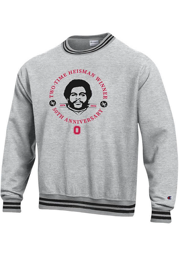 Archie Griffin  Champion Ohio State Buckeyes Mens Grey Reverse Weave Long Sleeve Crew Sweatshirt