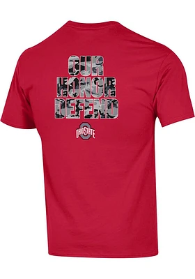 Champion Ohio State Buckeyes Red Our Honor Defend Design Short Sleeve T Shirt