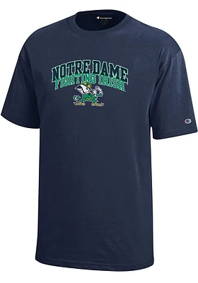 Champion Notre Dame Fighting Irish Youth Navy Blue Arch Mascot Short Sleeve T-Shirt