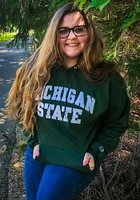 Champion Michigan State Spartans Mens Green Arch Name Twill Long Sleeve Hoodie