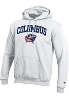 Champion Columbus Blue Jackets Mens White Arched Mascot Long Sleeve Hoodie