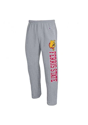 Champion Ferris State Bulldogs Mens Grey Open Bottom Sweatpants