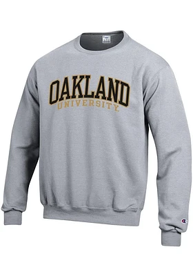 Champion Oakland University Golden Grizzlies Mens Grey Powerblend Long Sleeve Crew Sweatshirt