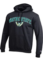 Champion Wayne State Warriors Mens Black Mascot Long Sleeve Hoodie