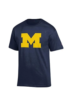 Champion Michigan Wolverines Blue Big Logo Design Short Sleeve T Shirt