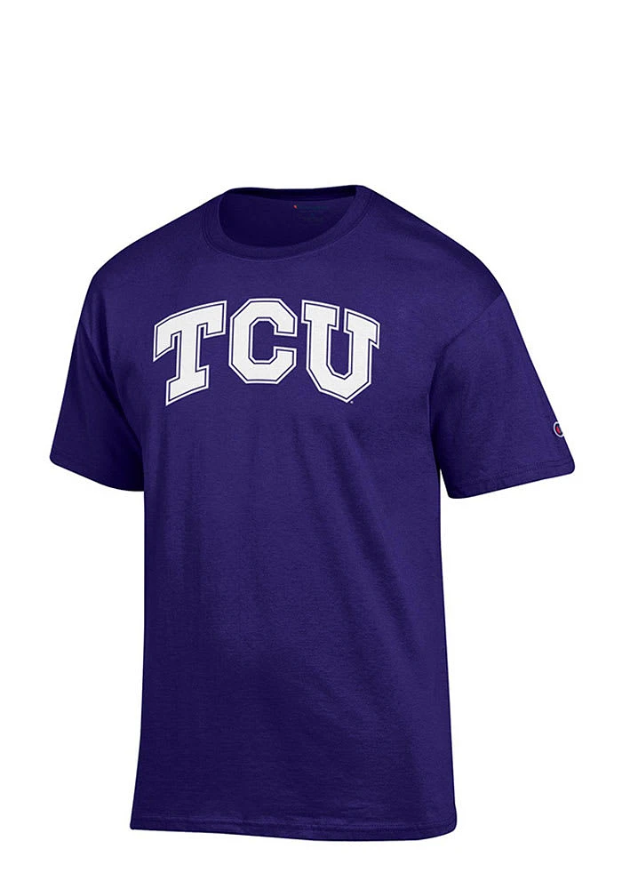 Champion TCU Horned Frogs Purple Curved Big Logo Short Sleeve T Shirt