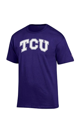 Champion TCU Horned Frogs Purple Curved Big Logo Short Sleeve T Shirt