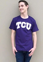 Champion TCU Horned Frogs Purple Curved Big Logo Short Sleeve T Shirt
