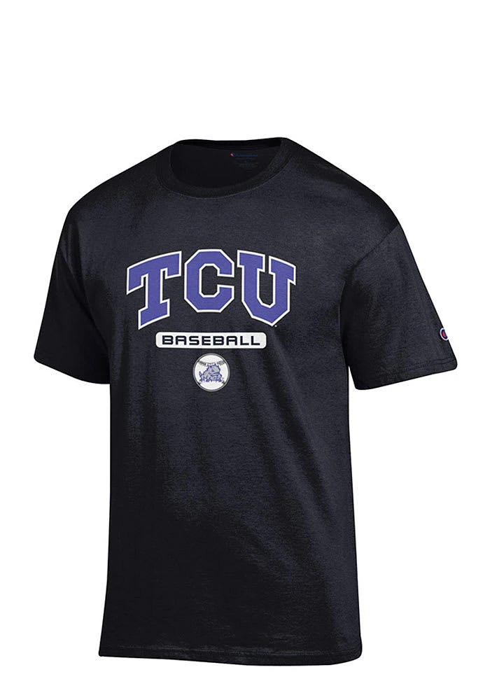 Champion TCU Horned Frogs Black Baseball Short Sleeve T Shirt
