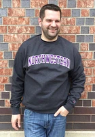 Champion Northwestern Wildcats Mens Grey Twill Long Sleeve Crew Sweatshirt