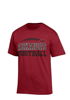 Champion Arkansas Razorbacks Cardinal Football Design Short Sleeve T Shirt